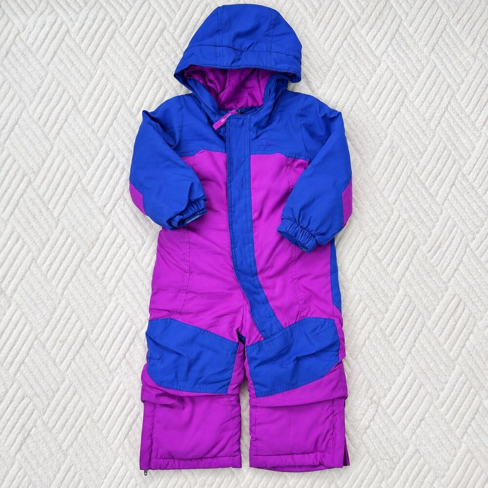 L.L. Bean Baby 12-18M Cold Buster Thinsulate Snowsuit Purple Blue Grow Cuffs